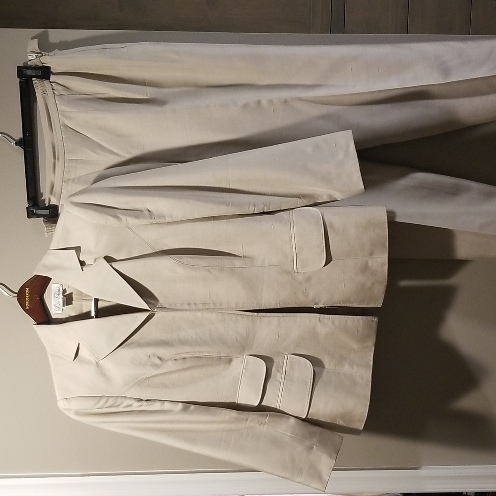 Women's pants suit, size 14, and champagne